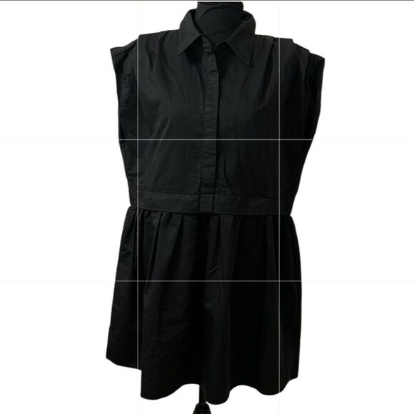 English Factory Black Pleated Shoulder Shirt Dress(Size Large) - Picture 4 of 8